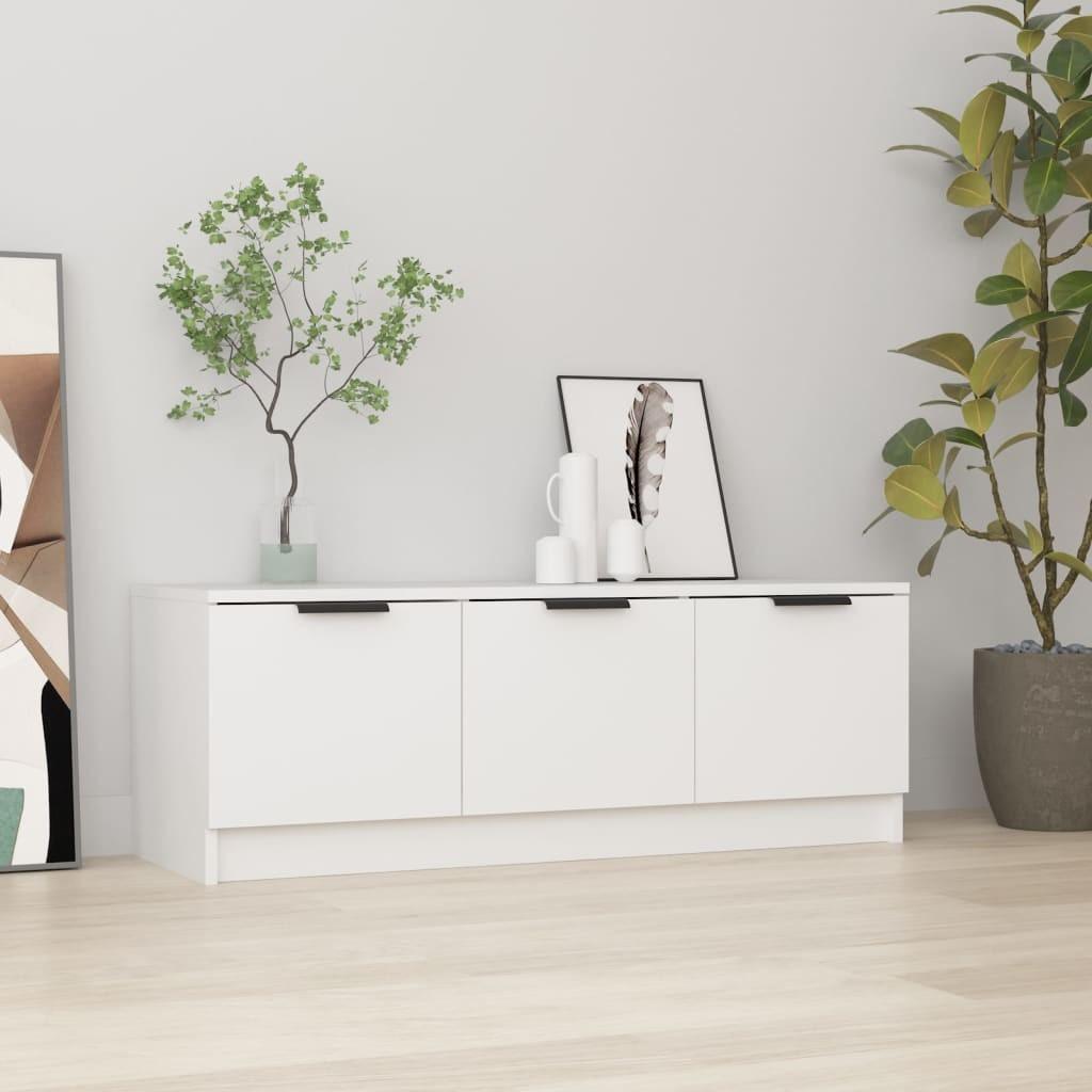 Tv-bord 102x35x36,5 cm konstrueret træ hvid