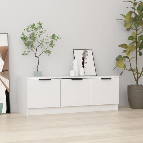 Tv-bord 100x35x55 cm konstrueret træ hvid højglans