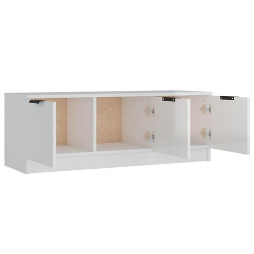 Tv-bord 100x35x55 cm konstrueret træ hvid højglans