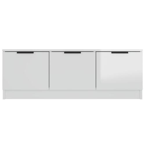 Tv-bord 100x35x55 cm konstrueret træ hvid højglans