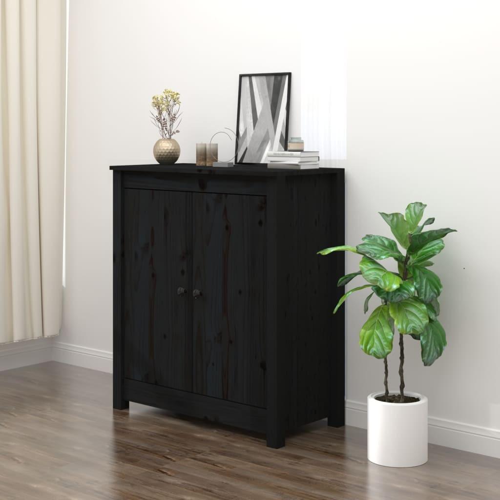 Skænk 70x35x80 cm massivt fyrretræ sort