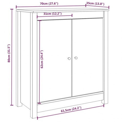 Skænk 70x35x80 cm massivt fyrretræ sort