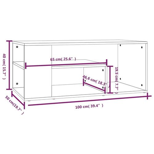 Sofabord 100x50x40 cm konstrueret træ røget egetræsfarve