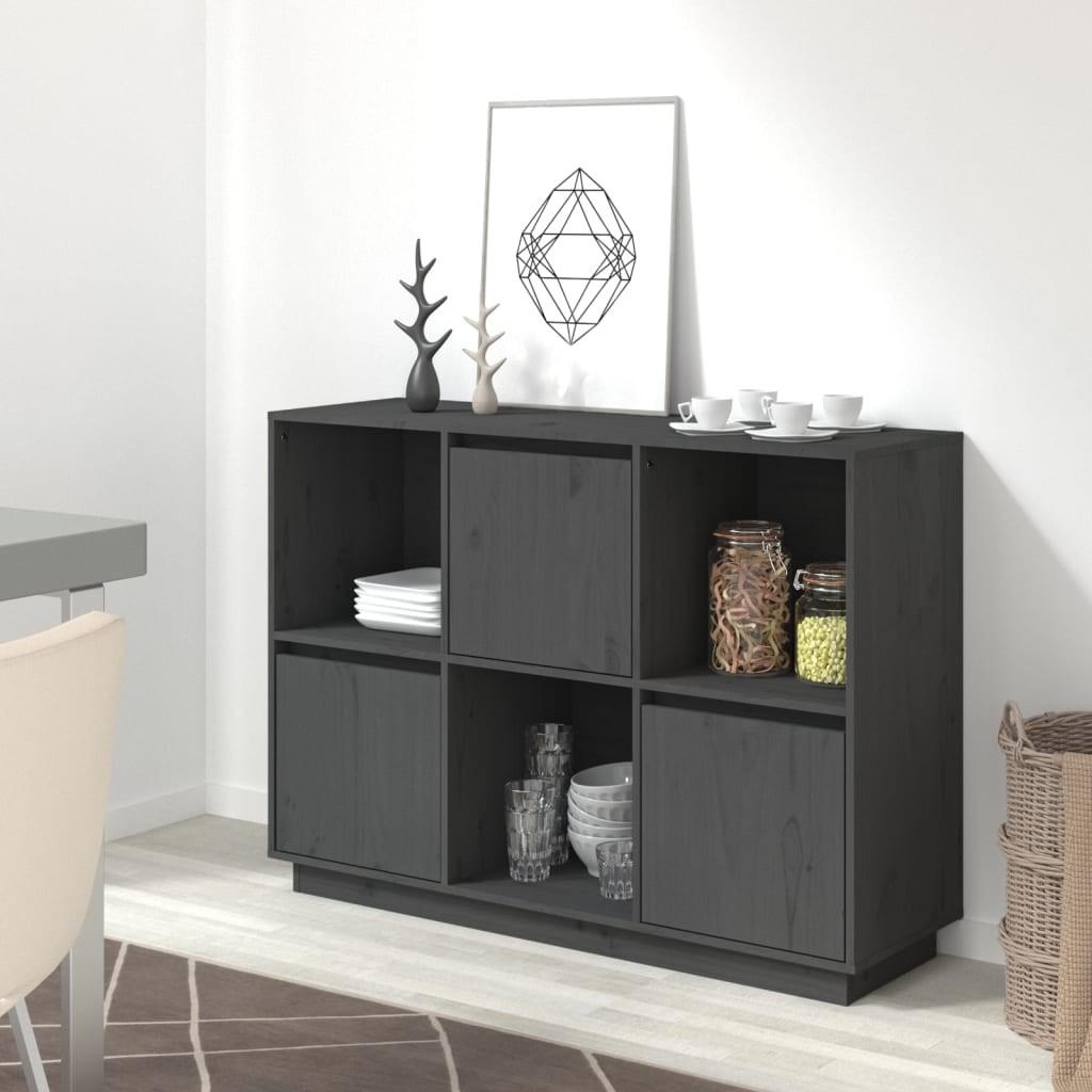 Skænk 110,5x35x80 cm massivt fyrretræ grå