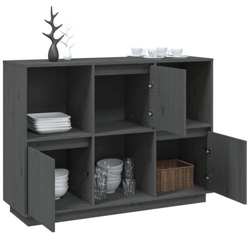 Skænk 110,5x35x80 cm massivt fyrretræ grå
