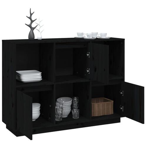 Skænk 110,5x35x80 cm massivt fyrretræ sort