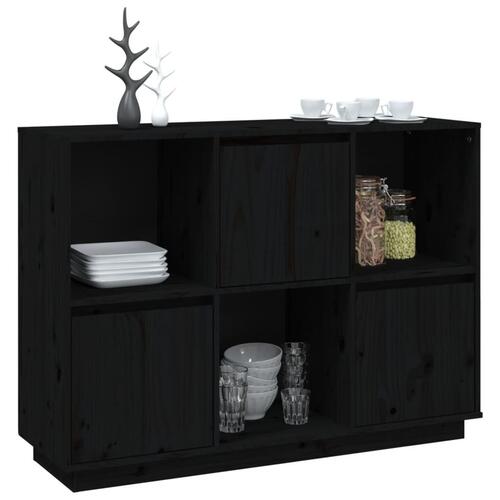 Skænk 110,5x35x80 cm massivt fyrretræ sort
