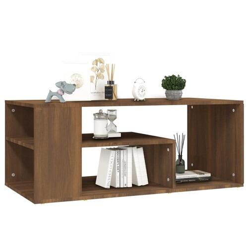 Sofabord 100x50x40 cm konstrueret træ brun egetræsfarve