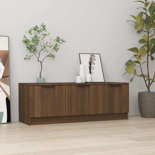 Tv-bord 102x35x36,5 cm konstrueret træ egetræ brun