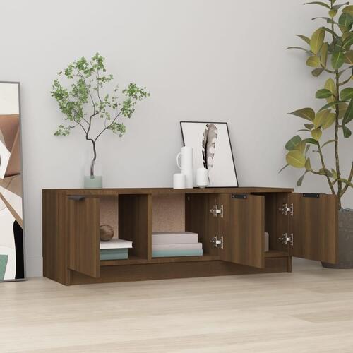 Tv-bord 102x35x36,5 cm konstrueret træ egetræ brun