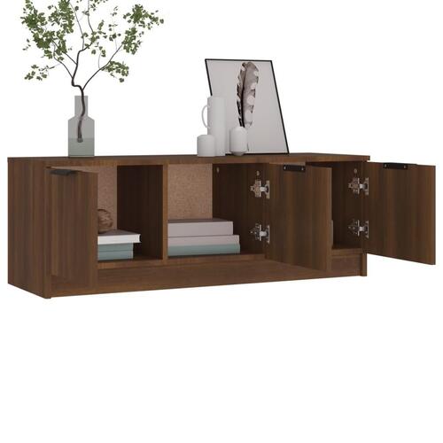 Tv-bord 102x35x36,5 cm konstrueret træ egetræ brun