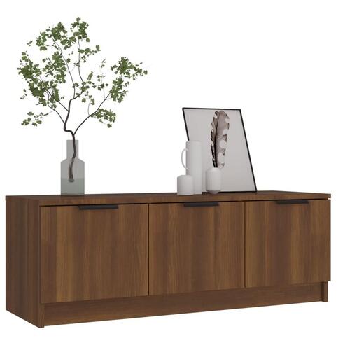 Tv-bord 102x35x36,5 cm konstrueret træ egetræ brun