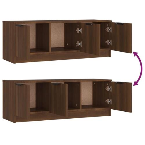 Tv-bord 102x35x36,5 cm konstrueret træ egetræ brun