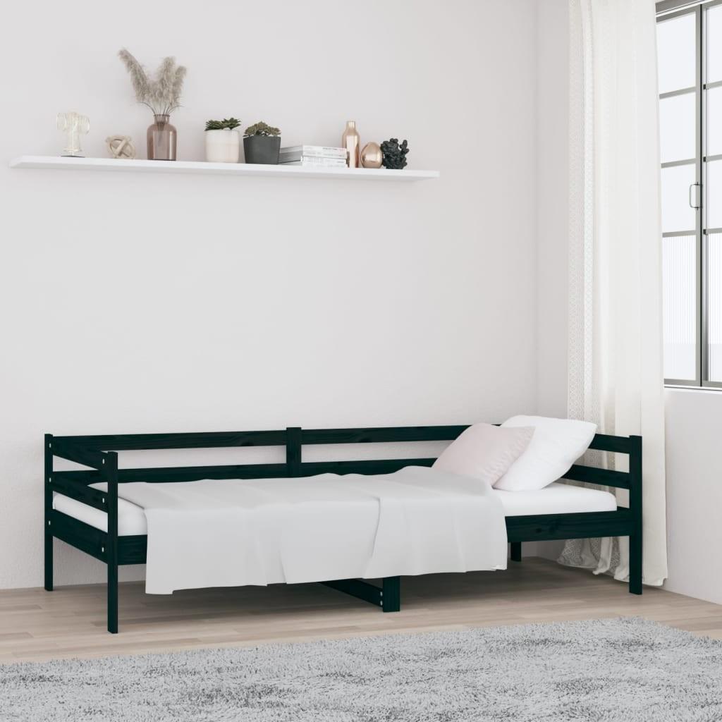 Daybed 90x190 cm massivt fyrretræ sort