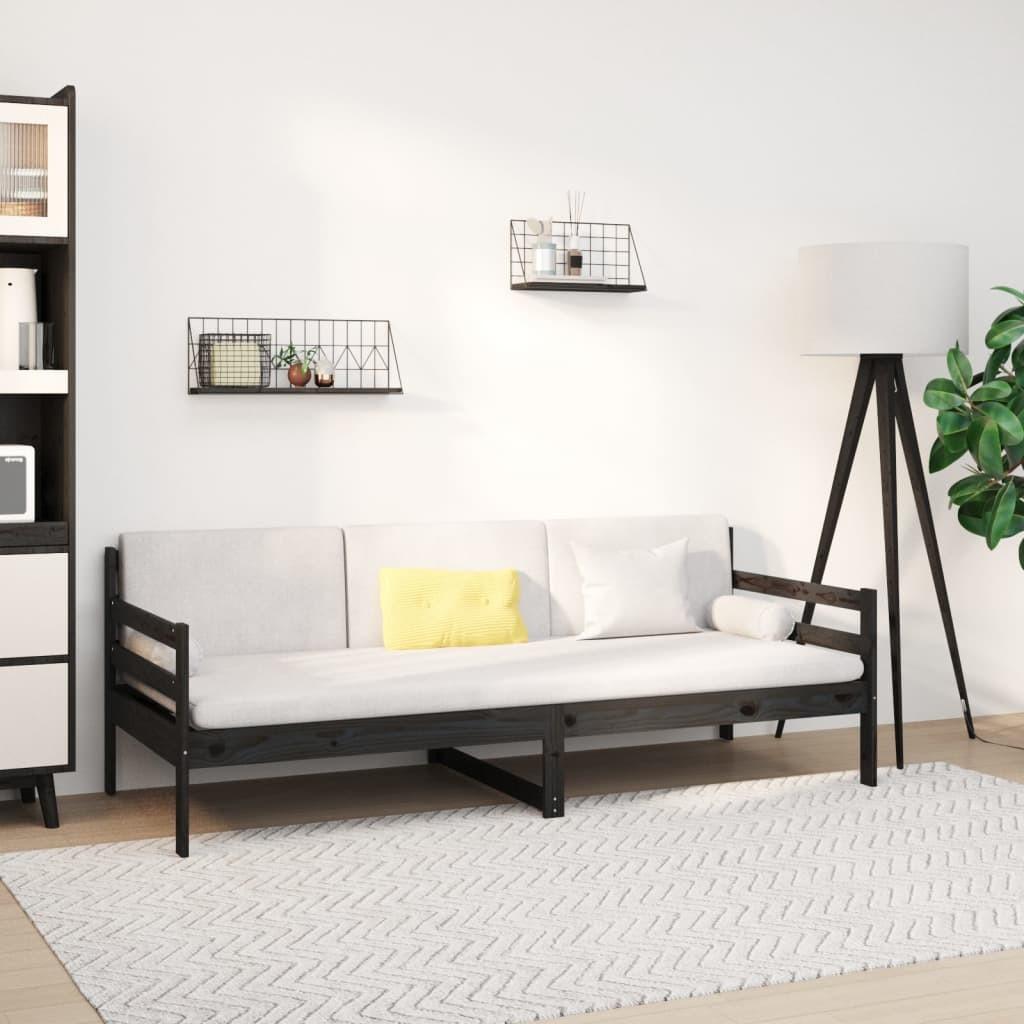 Daybed 90x190 cm massivt fyrretræ sort
