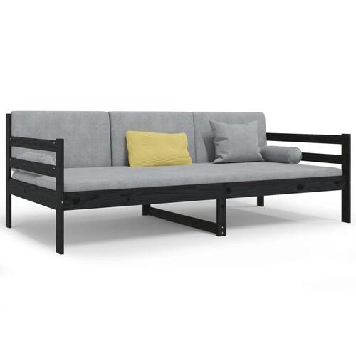 Daybed 90x190 cm massivt fyrretræ sort
