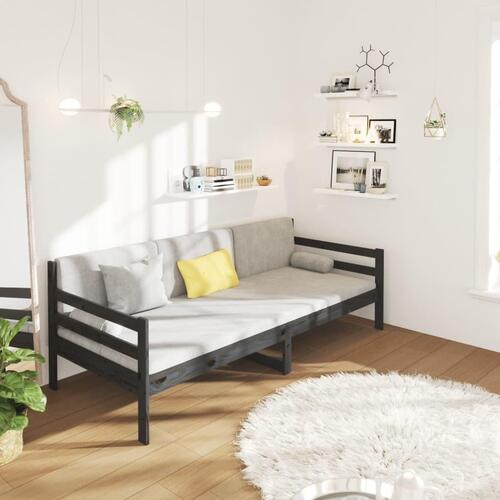 Daybed 90x190 cm massivt fyrretræ sort