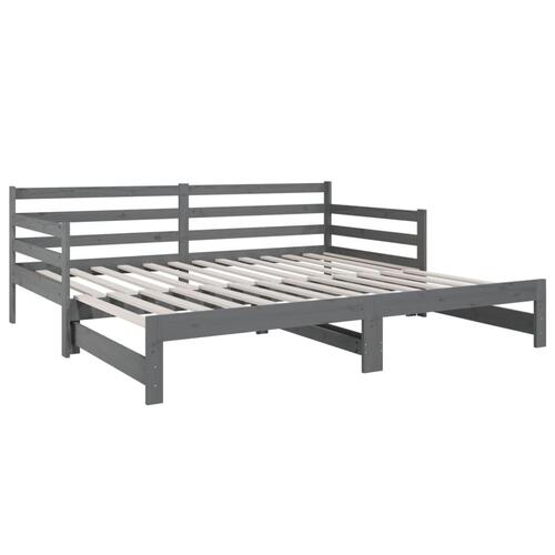 Daybed med udtræk 2x(90x190) cm massivt fyrretræ grå