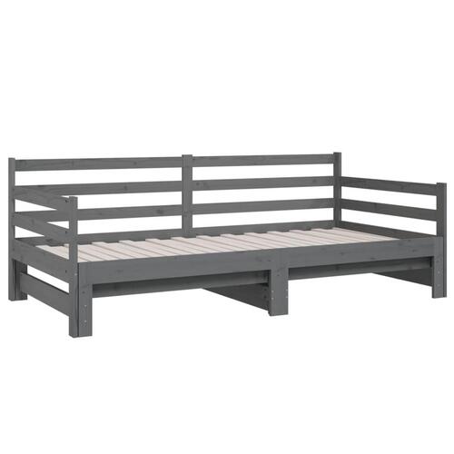 Daybed med udtræk 2x(90x190) cm massivt fyrretræ grå