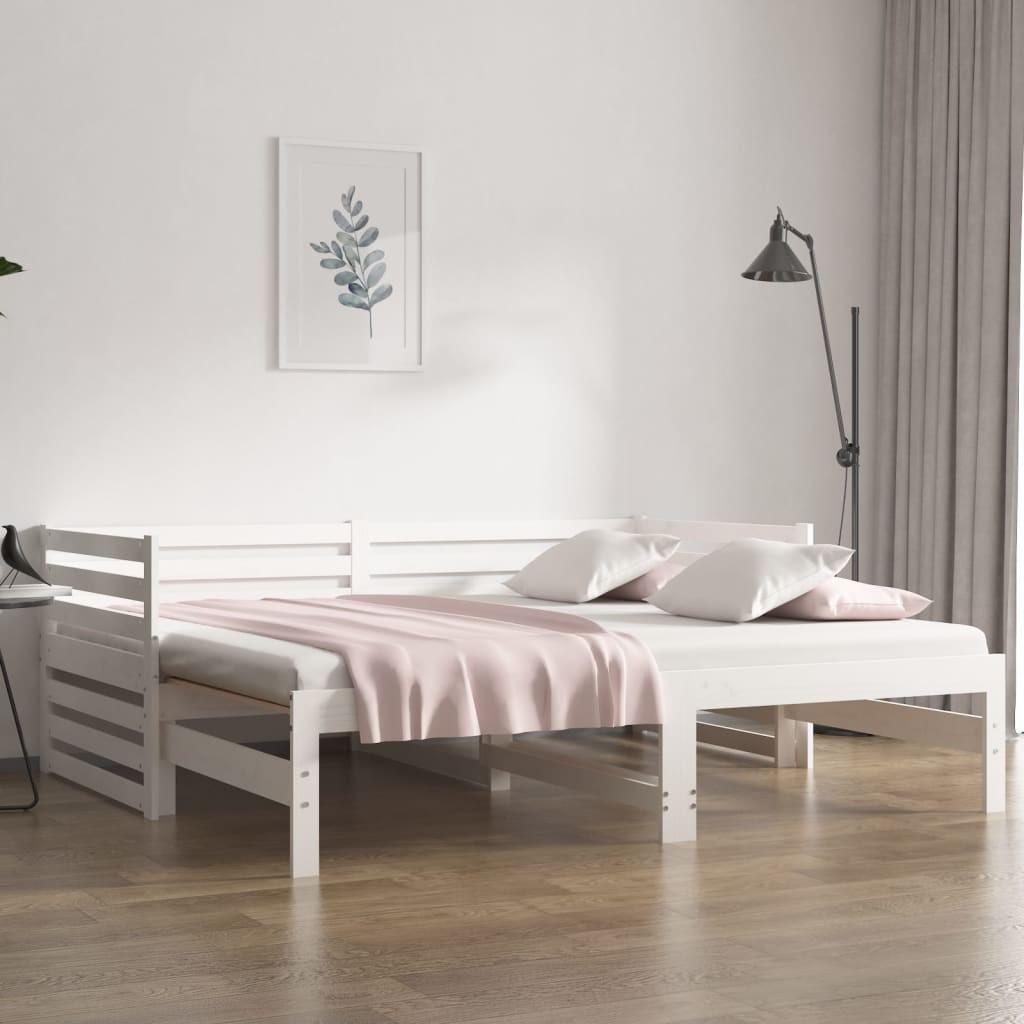 Daybed med udtræk 2x(90x190) cm massivt fyrretræ hvid