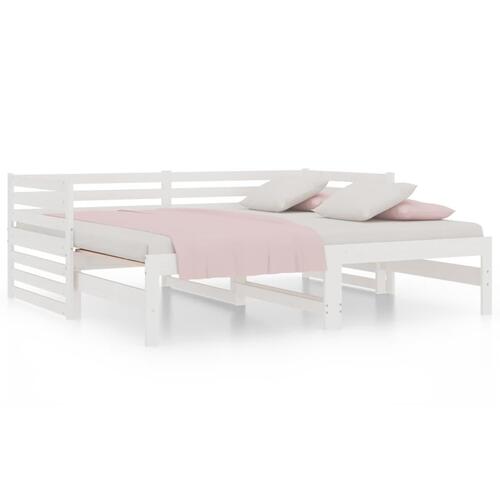Daybed med udtræk 2x(90x190) cm massivt fyrretræ hvid
