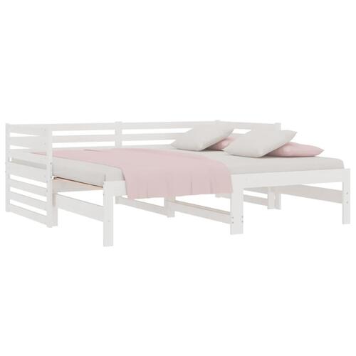 Daybed med udtræk 2x(90x190) cm massivt fyrretræ hvid
