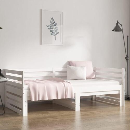 Daybed med udtræk 2x(90x190) cm massivt fyrretræ hvid