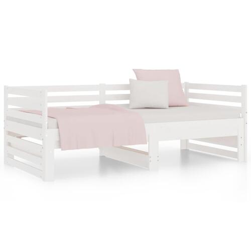 Daybed med udtræk 2x(90x190) cm massivt fyrretræ hvid