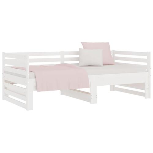Daybed med udtræk 2x(90x190) cm massivt fyrretræ hvid