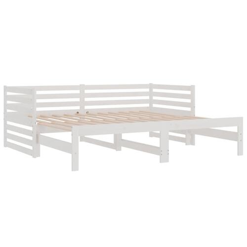 Daybed med udtræk 2x(90x190) cm massivt fyrretræ hvid