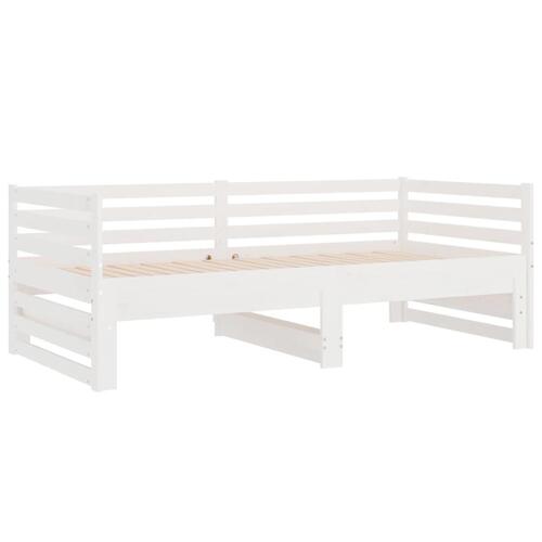Daybed med udtræk 2x(90x190) cm massivt fyrretræ hvid