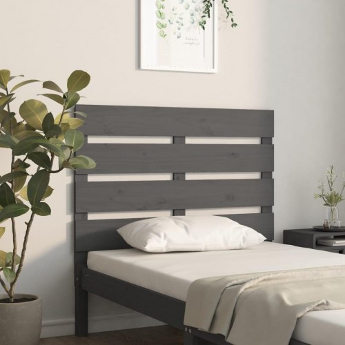 Sengegavl 100×3×80 cm - massivt fyrretræ, grå