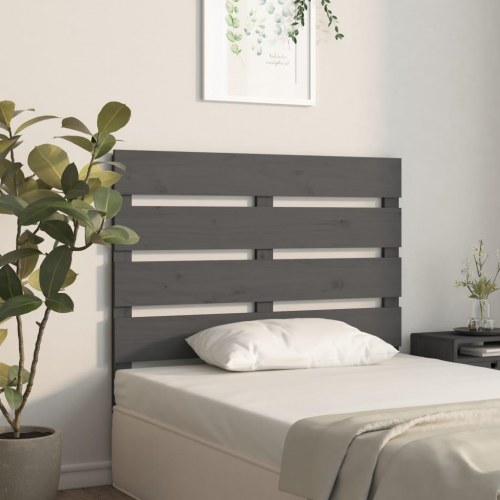 Sengegavl 100×3×80 cm - massivt fyrretræ, grå