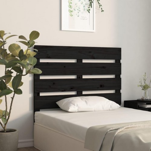Sengegavl 100×3×80 cm - massivt fyrretræ, sort