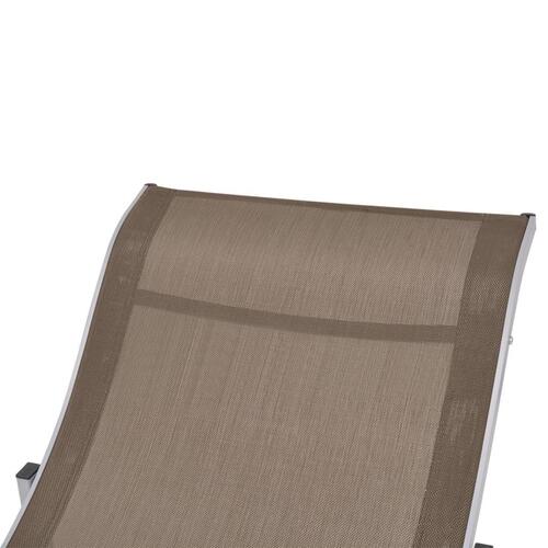 Foldbare liggestole 2 stk. textilene gråbrun
