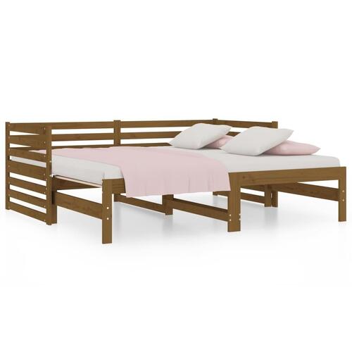 Daybed med udtræk 2x(80x200) cm massivt fyrretræ gyldenbrun