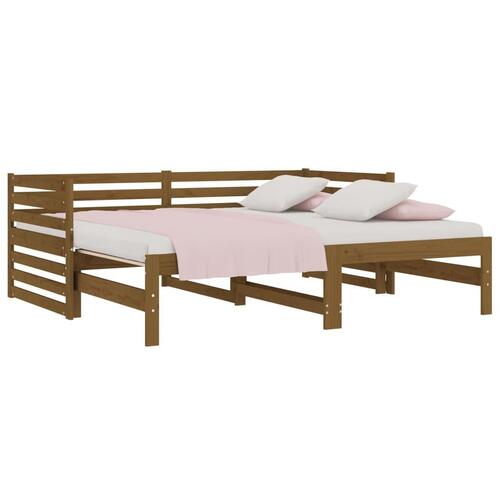 Daybed med udtræk 2x(80x200) cm massivt fyrretræ gyldenbrun