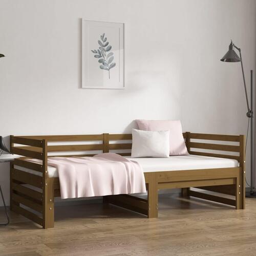 Daybed med udtræk 2x(80x200) cm massivt fyrretræ gyldenbrun