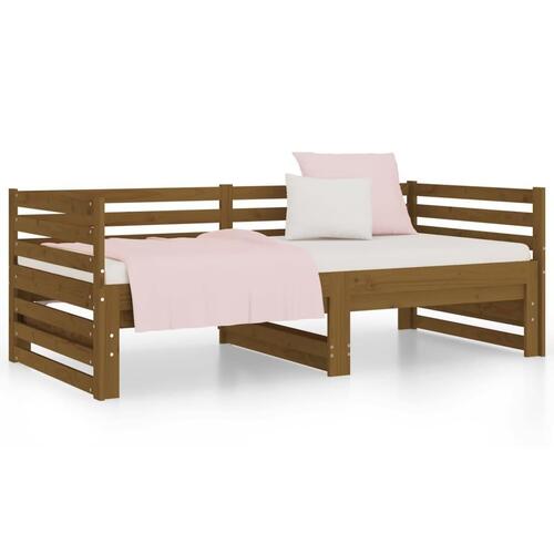 Daybed med udtræk 2x(80x200) cm massivt fyrretræ gyldenbrun