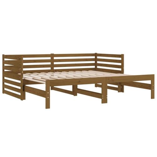 Daybed med udtræk 2x(80x200) cm massivt fyrretræ gyldenbrun