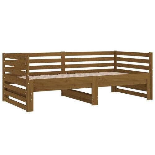 Daybed med udtræk 2x(80x200) cm massivt fyrretræ gyldenbrun
