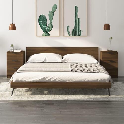 Sengeborde 2 stk. 40x36x65 cm brun egetræsfarve