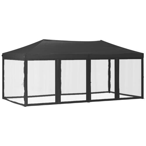 Foldbart festtelt med sidevægge 3x6 m antracitgrå