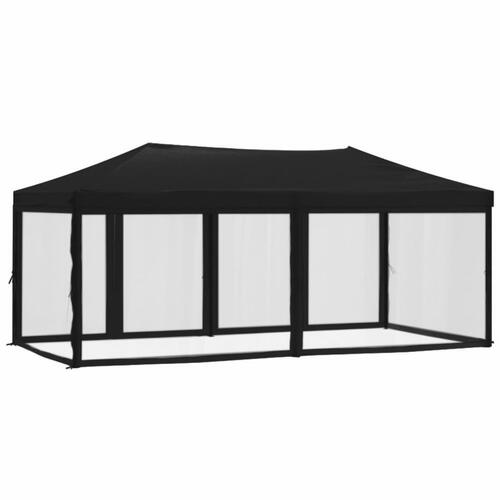 Foldbart festtelt med sidevægge 3x6 m sort