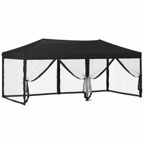 Foldbart festtelt med sidevægge 3x6 m sort