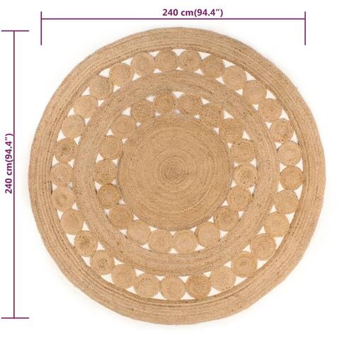 Tæppe flettet design jute 240 cm rund