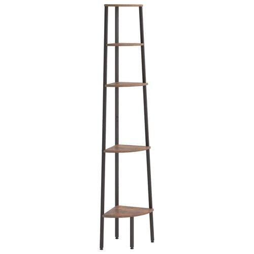 Stigereol med 5 hylder 45,5x31,5x180 cm mørkebrun og sort