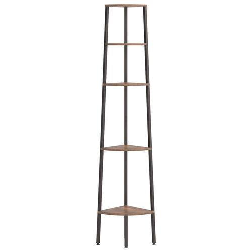 Stigereol med 5 hylder 45,5x31,5x180 cm mørkebrun og sort