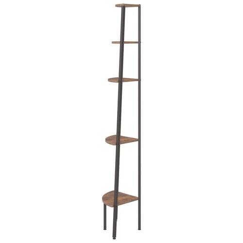 Stigereol med 5 hylder 45,5x31,5x180 cm mørkebrun og sort