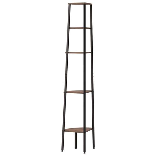 Stigereol med 5 hylder 45,5x31,5x180 cm mørkebrun og sort